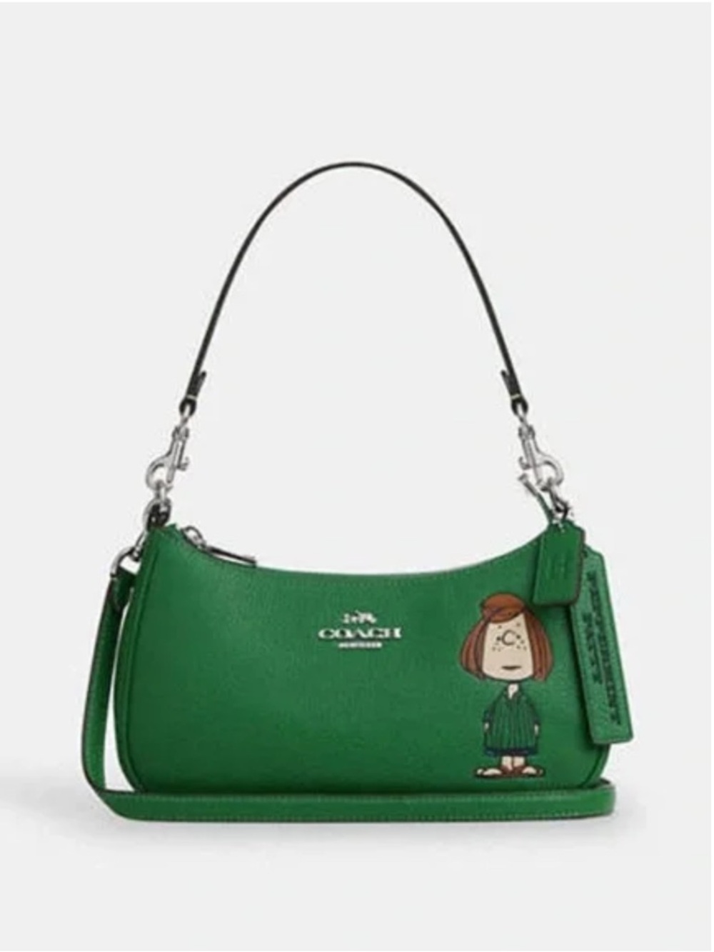 Coach X Peanuts Peppermint Patty Shoulder green bag limited edition.
